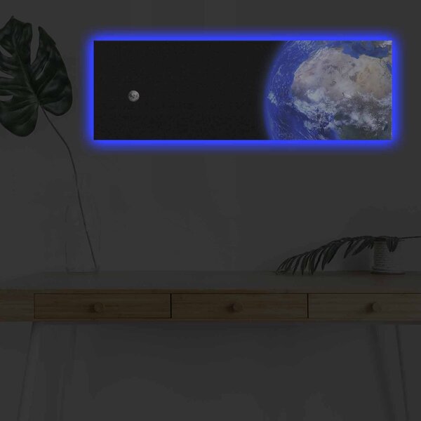 Wallity Obraz s LED osvětlením NOČNÍ ZEMĚKOULE 30 x 90 cm