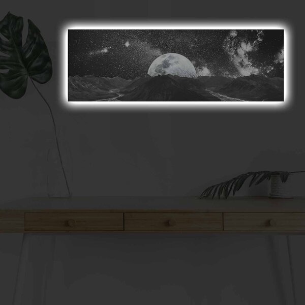 Wallity Obraz s LED osvětlením MĚSÍČNÍ KRAJINA 30 x 90 cm