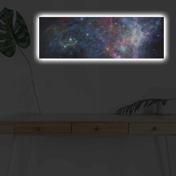 Wallity Obraz s LED osvětlením NOČNÍ GALAXIE 30 x 90 cm