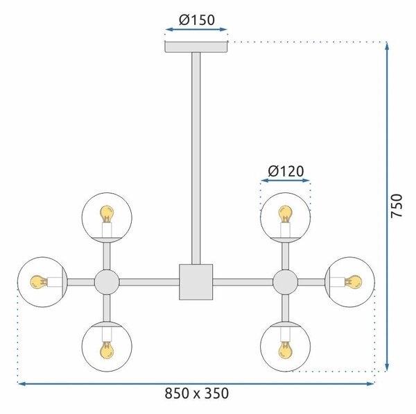 Toolight - Závěsné stropní svítidlo 8xE27 APP269-8C, černá + kouřové sklo, OSW-00649