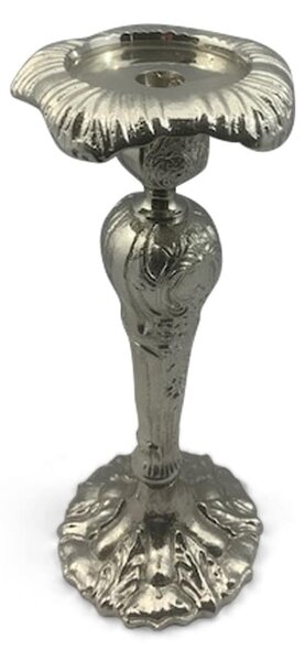 Stříbrný barokní kovový svícen Baroque - 33cm - Mars & More