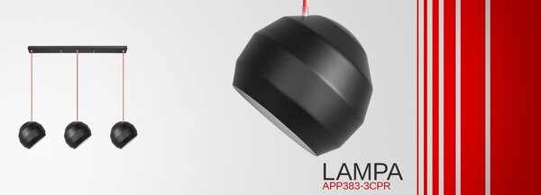 Toolight - Závěsné trojité stropní svítidlo 3xE27 APP383-3CPR, černá-červená, OSW-05015