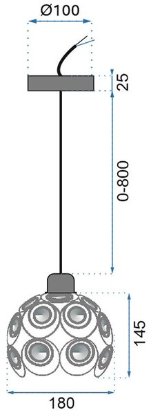Toolight Křišťálová lampa APP206 černá