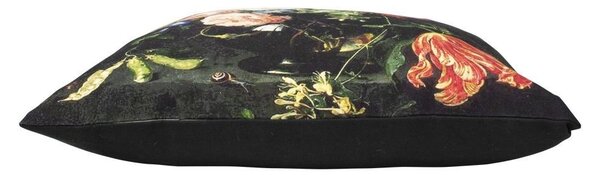Černý plátěný polštář s květy Jan Davidsz - 50*10*50cm - Mars & More