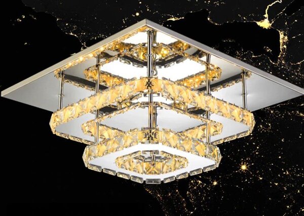 Toolight Křišťálová stropní lampa Plafond LED 24W čtvercová APP410-C Varianta: Neutrální 4000K