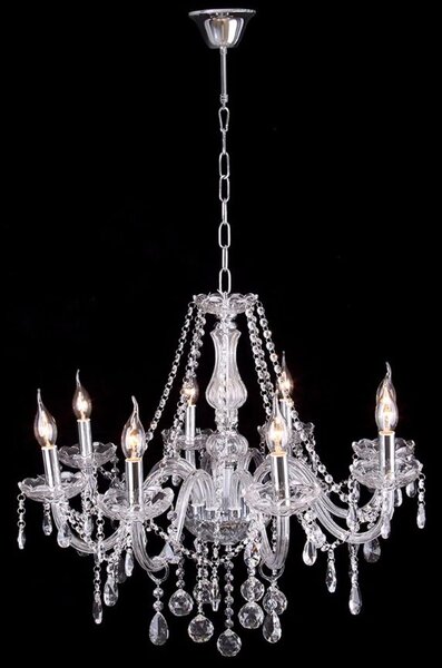Toolight - Křišťálový závěsný lustr 8xE14 60W, stříbrná, OSW-04600