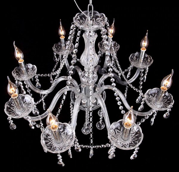 Toolight - Křišťálový závěsný lustr 8xE14 60W, stříbrná, OSW-04600