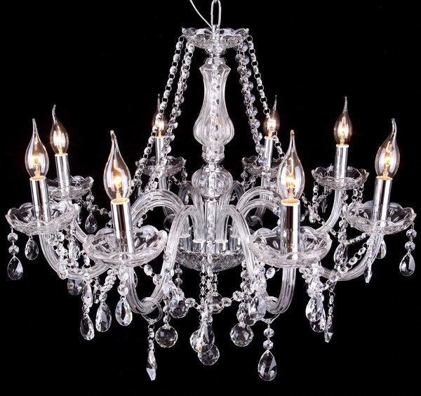 Toolight - Křišťálový závěsný lustr 8xE14 60W, stříbrná, OSW-04600