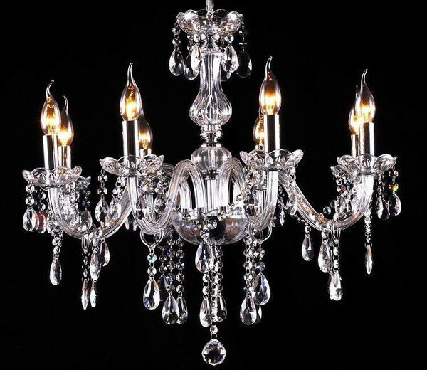 Toolight - Křišťálový závěsný lustr 8xE14 60W, stříbrná, OSW-04600