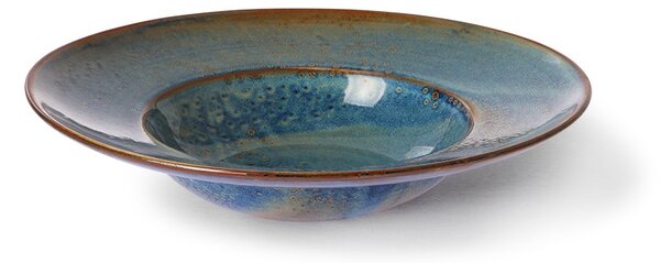 Rustikálně modrý keramický talíř na těstoviny Pasta Chef - Ø 28,5*6cm - HKLIVING