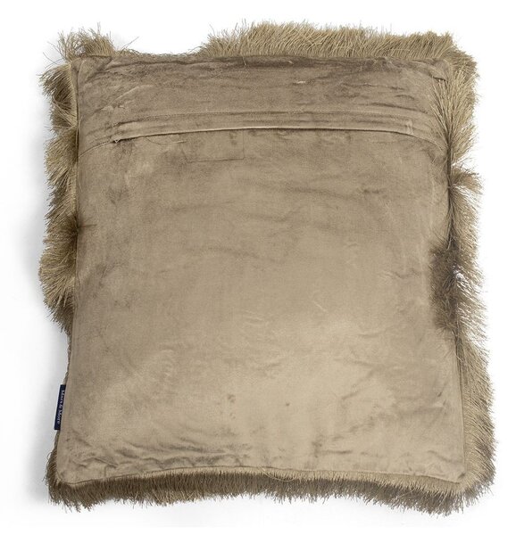 Taupe sametový polštář s třásněmi Smock - 45*45*10cm - Mars & More