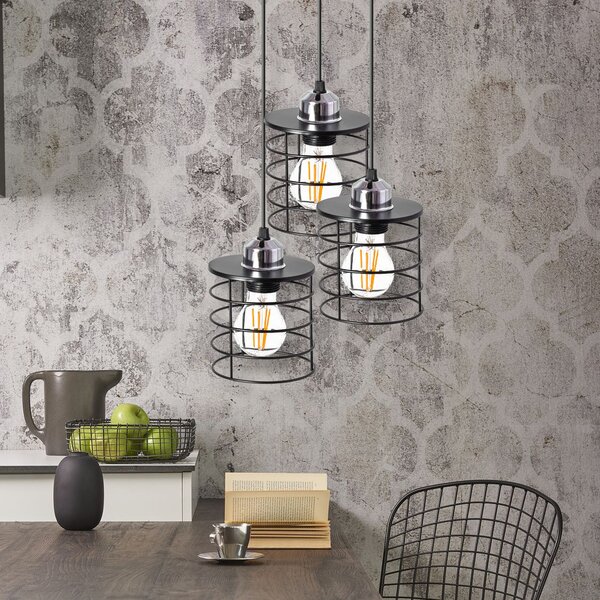 Toolight Stropní lampa zavěšená na trojitý kovový loft černý 392204