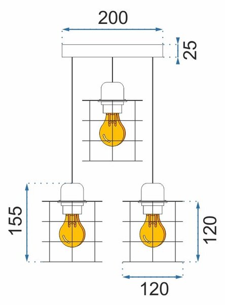 Toolight Stropní lampa zavěšená na trojitý kovový loft černý 392204