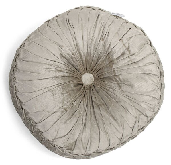 Béžový sametový kulatý polštář Smock - Ø 40*15cm - Mars & More