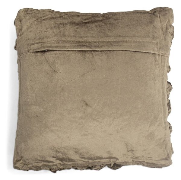 Taupe sametový nařasený polštář Smock- 30*30*10cm - Mars & More