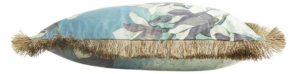 Sametový polštář bílý páv se zlatými třásněmi Frill - 45*45*10cm - Mars & More