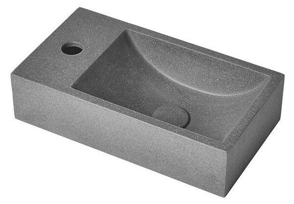 CREST L betonové umyvadlo včetně výpusti, 40x22 cm, černý granit AR403