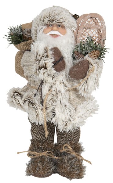 Vánoční dekorace Santa v kožichu s pytlem dárků - 15*11*30 cm