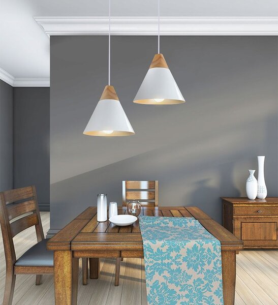 Toolight Scandi C, stropní svítidlo 1xE27 SCANDI C WHITE APP061-1CP, bílá-hnědá, OSW-00106