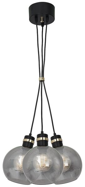 Závěsné svítidlo Omega1, 3x garfitové skleněné stínítko, b/g