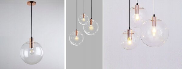 Toolight - Závěsné skleněné stropní svítidlo Lassi 25 cm, růžové zlato, OSW-00131
