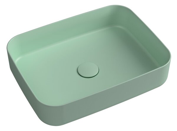 Isvea INFINITY RECTANGLE keramické umyvadlo na desku, 50x36 cm, zelená mat Mint