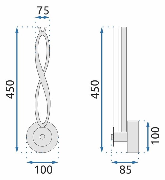Toolight Toolight, LED nástěnné svítidlo APP1048-W, černá, OSW-03954