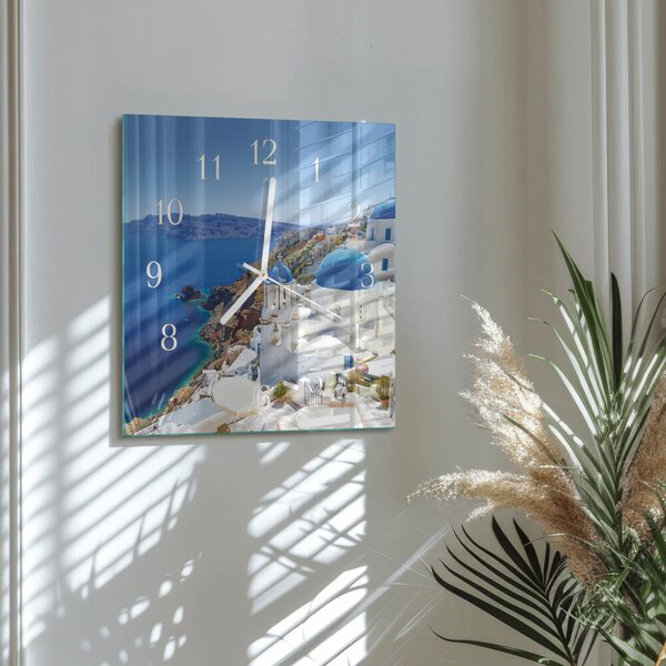 Skleněné hodiny Santorini zskb-30x30-00084278