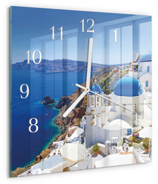Skleněné hodiny Santorini zskb-30x30-00084278