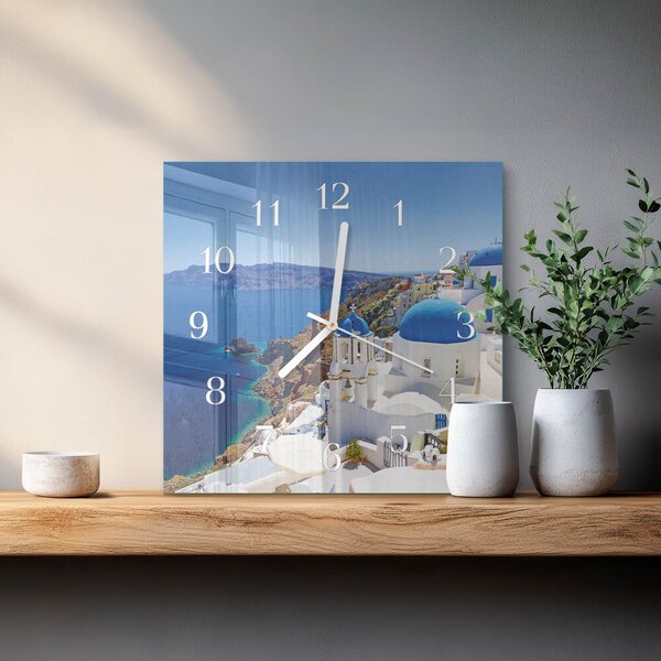 Skleněné hodiny Santorini zskb-30x30-00084278