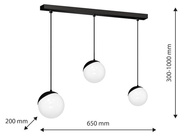 Závěsné svítidlo Sfera, 3x bílé skleněné stínítko, b