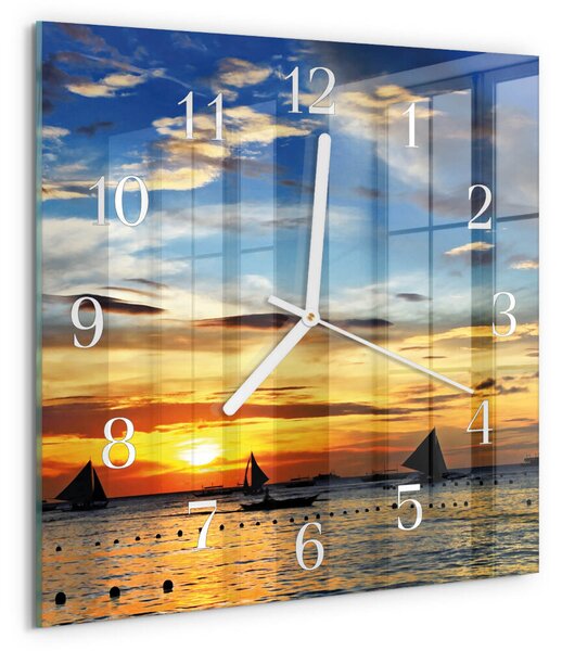 Skleněné hodiny Západ slunce zskb-30x30-00083621