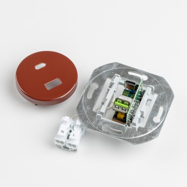 Reblig - Retro USB zásuvka A+C s rámečkem hnědá