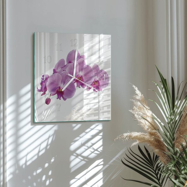 Skleněné hodiny Orchidej zskb-30x30-00081066