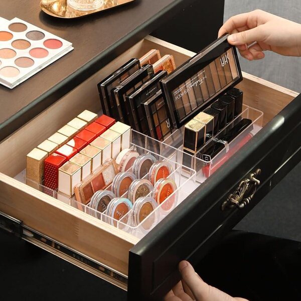 Solidchoice – Organizér na make-up z akrylu s 7 přihrádkami, pro uklizený kosmetický stolek