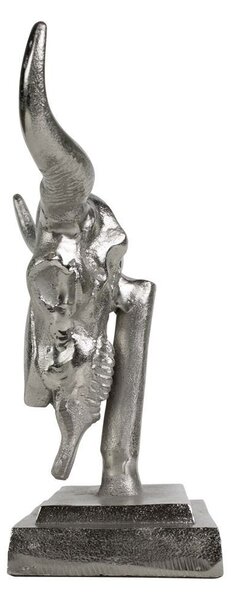 Stříbrná kovová lebka na stojanu - 26*11*27cm - Mars & More