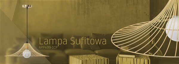 Toolight - Stropní lampa závěsná plochá kulatá 1xE27 APP499-1CP, zlatá, OSW-00612