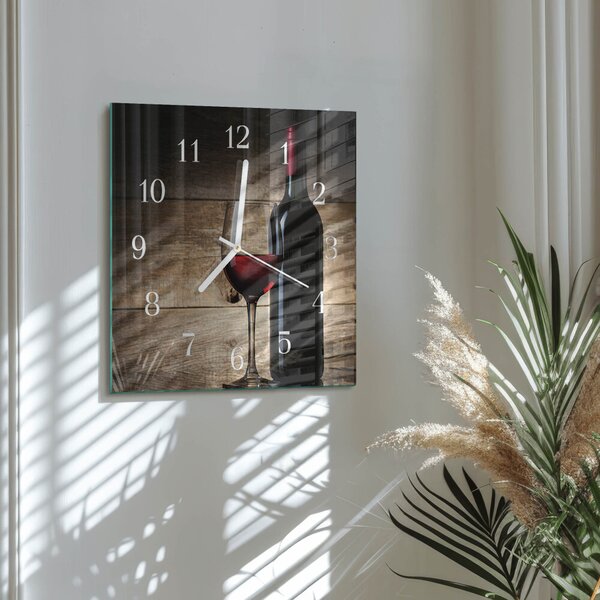 Skleněné hodiny Víno zskb-30x30-00058040