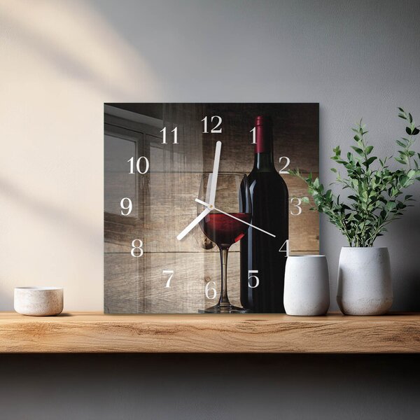 Skleněné hodiny Víno zskb-30x30-00058040