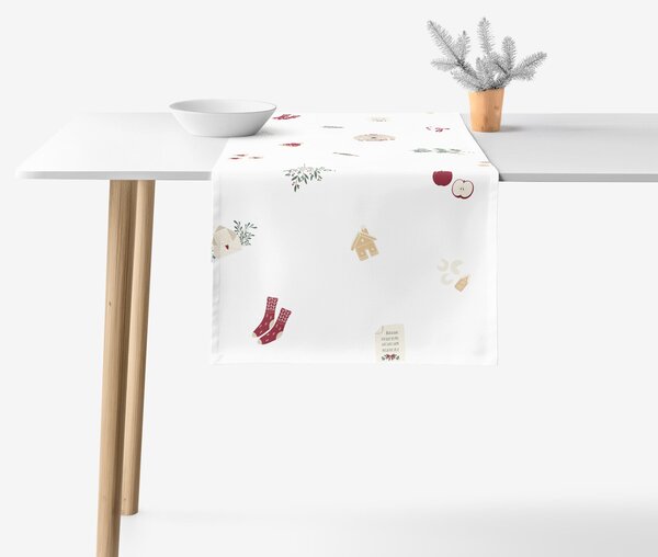 Goldea vánoční běhoun na stůl 100% bavlněné plátno - vánoční symboly 20x120 cm