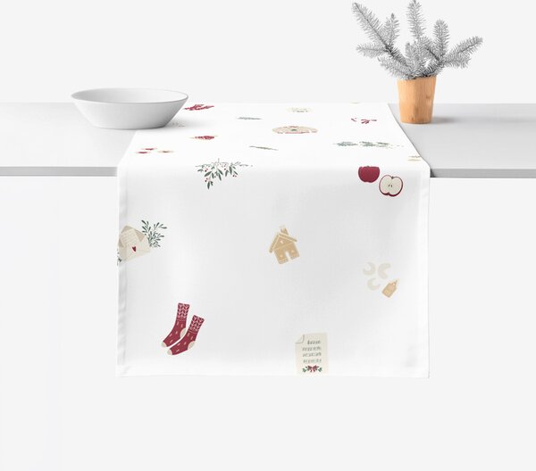 Goldea vánoční běhoun na stůl 100% bavlněné plátno - vánoční symboly 20x120 cm