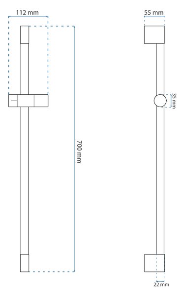 Tutumi Rea příslušenství, sprchový sloup s držákem ruční sprchy 70cm, černá, REA-P5983