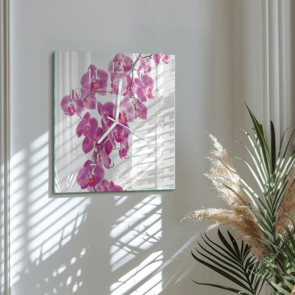 Skleněné hodiny Orchidej zskb-30x30-00085193