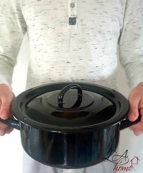 Černý smaltovaný kastrol s poklicí Blacck - Ø20cm - 2,8L - Münder Email