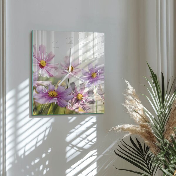 Skleněné hodiny Květiny zskb-30x30-00084143