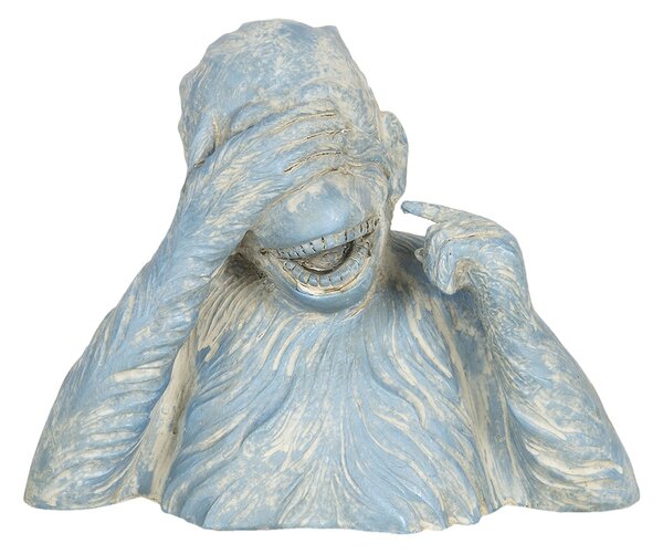 Modro-krémová dekorace smějící se opice Singe - 24*11*19 cm
