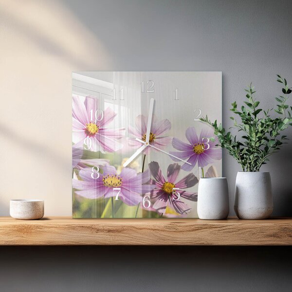 Skleněné hodiny Květiny zskb-30x30-00084143
