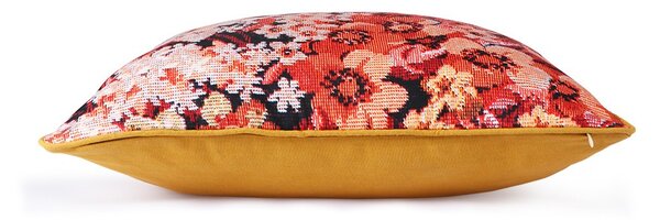 Květinový korálovo okrový polštář Floral - 50*50cm - HKLIVING