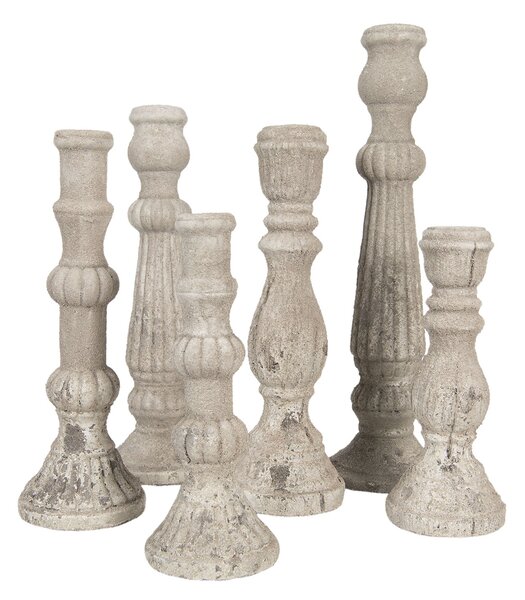Béžový vintage cementový svícen Florent - Ø 15*52 cm - Clayre & Eef