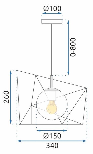 Toolight Toolight, závěsná stropní lampa 1xE27 APP1022-1CP, černá-bílá, OSW-06112